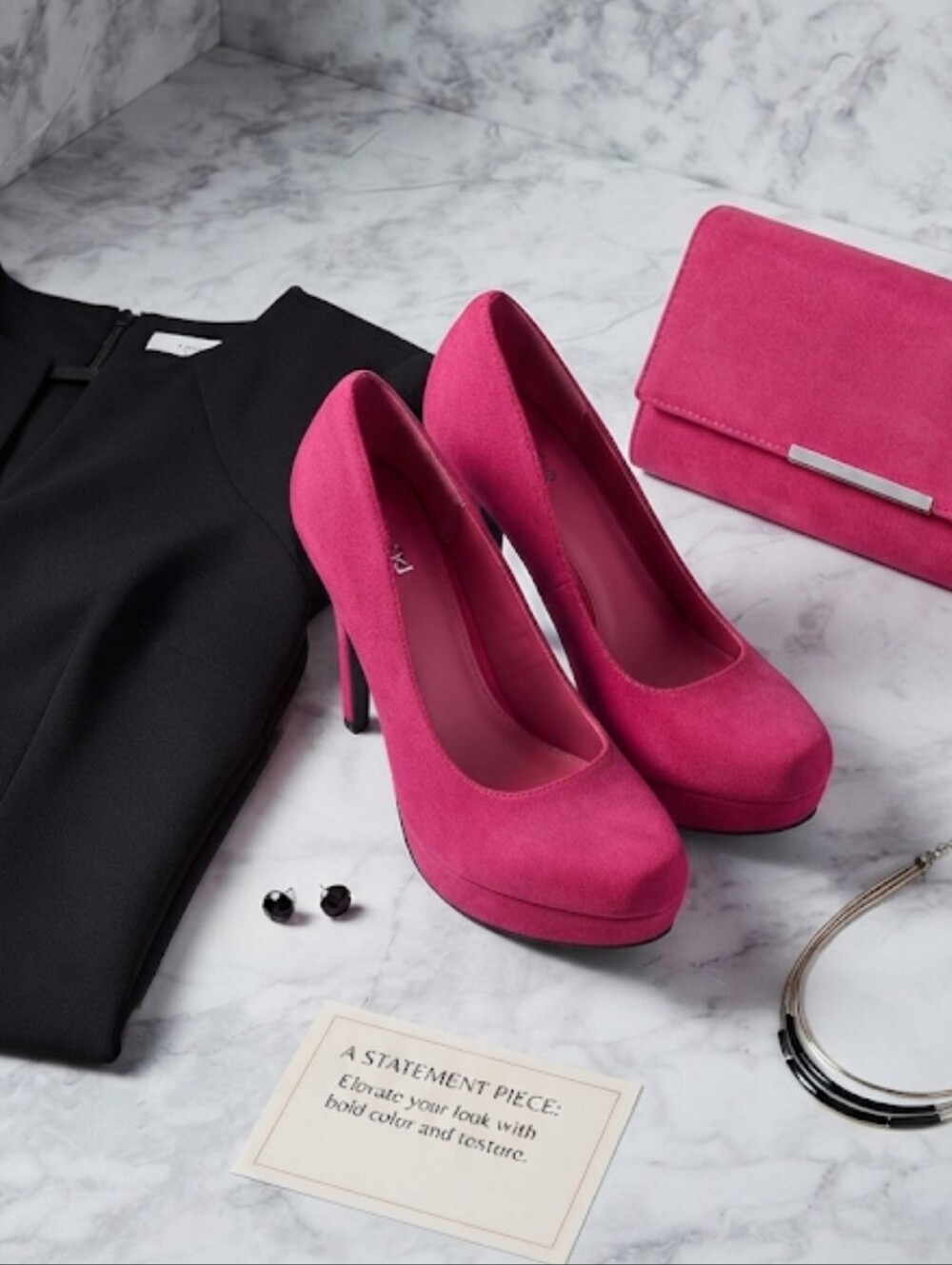 Qupid Hot Pink Suede Platform Pumps - Picture 4 of 6